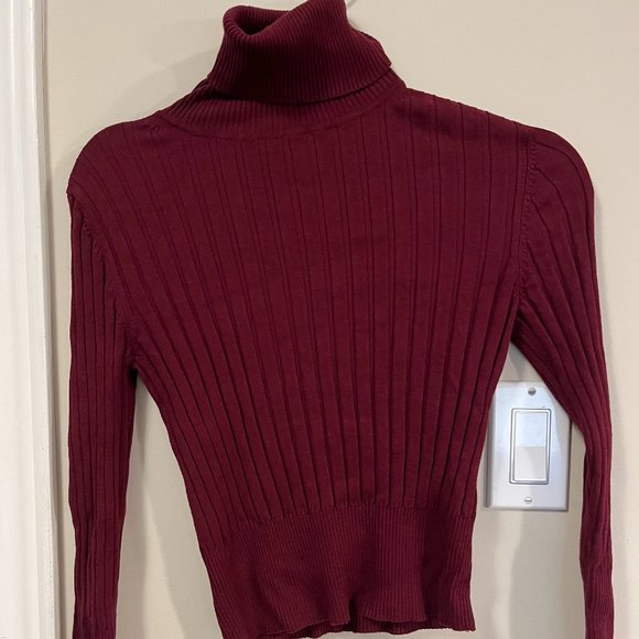 Zara burgundy ribbed turtleneck, gently used. - Picture 1 of 3